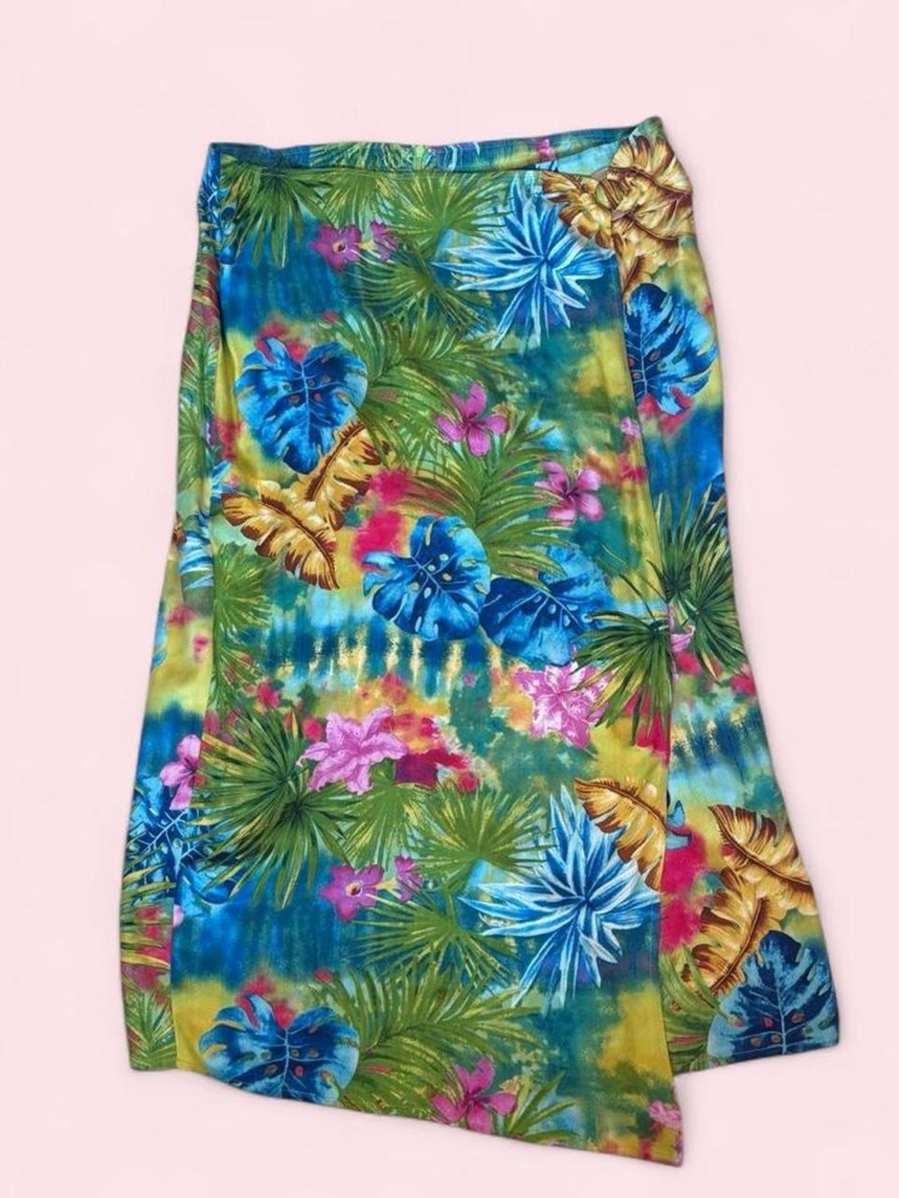 Nancy Bolen City Girl Tropical print maxi wrap skirt size Large